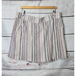 Napa Valley Womens Skort Size XL Multicolor Striped Linen Blend Elastic Waist